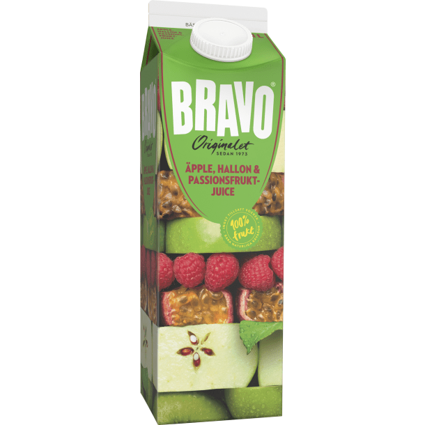 KD Bravo Äpple, Hallon och Passionsfruktsjuice 1L