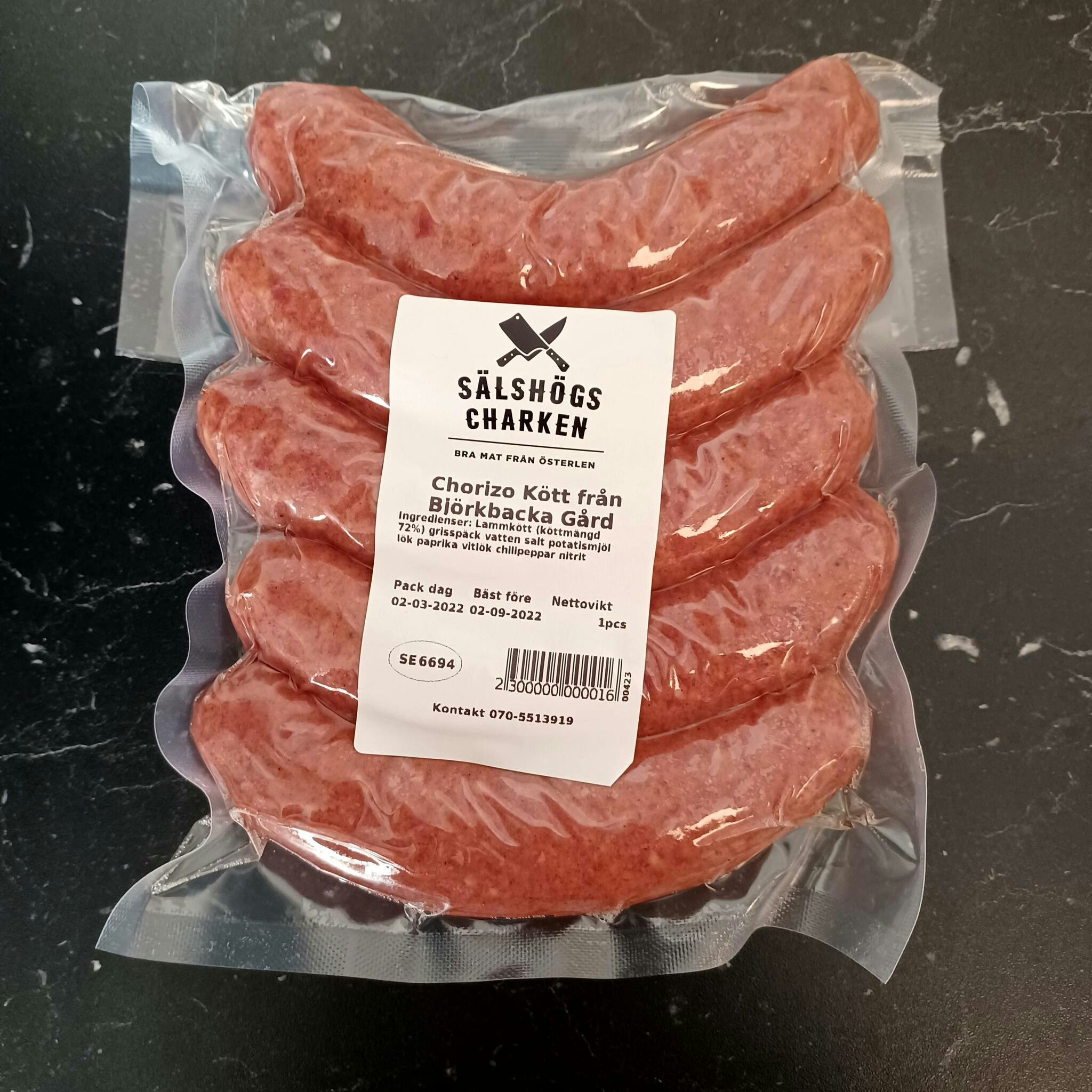 Grillkorv Lamm Chorizo 450g, 72%, Björkbacka Gård