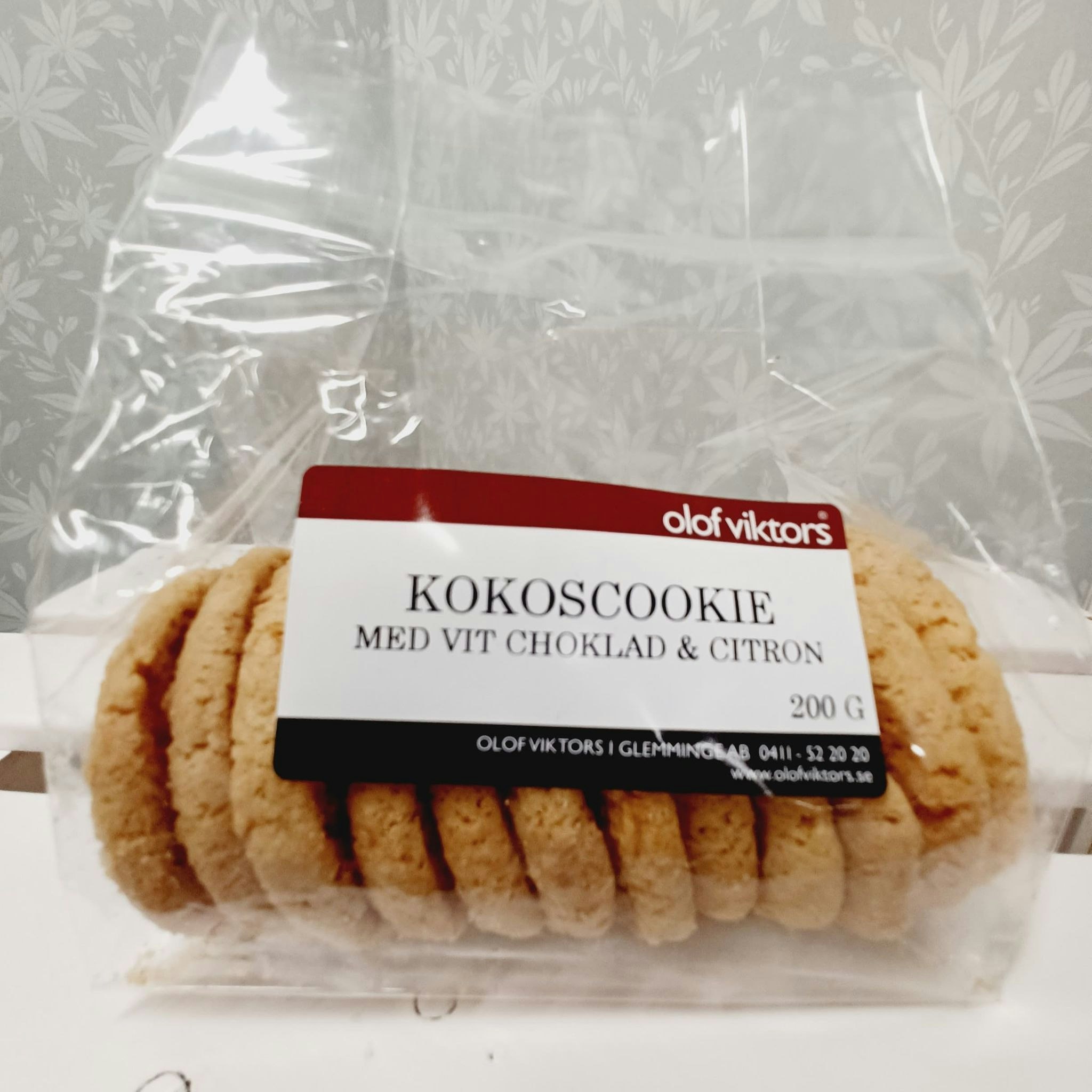 Kokoscookie med vit choklad & citron 200g, Olof Viktors