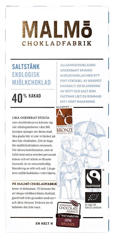 Tegel Saltstänk, mjölkchoklad 40 %, 80g EKO Malmö Chokladfabrik