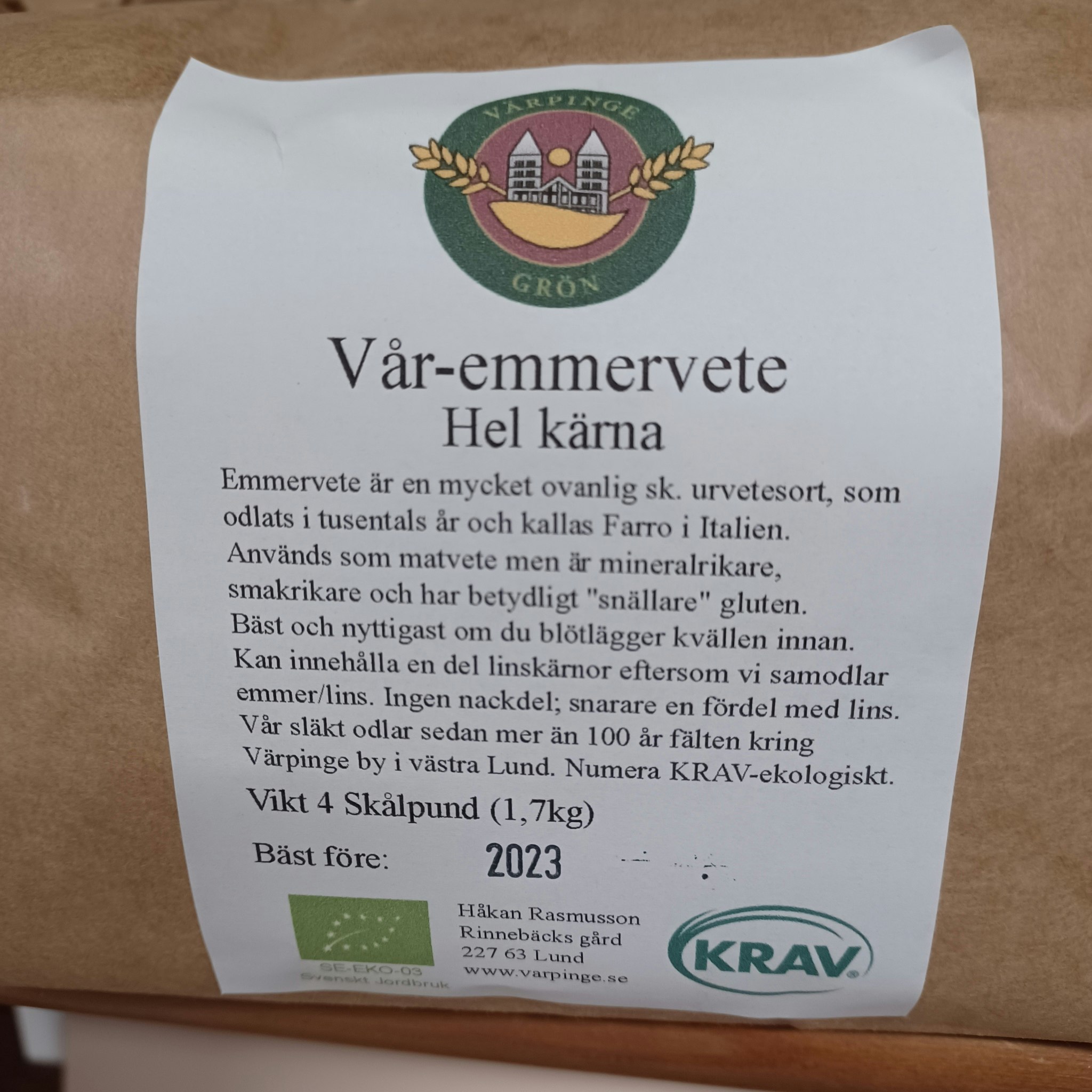 Vår-Emmervete, Hel Kärna KRAV 1,7 kg, Värpinge Grön