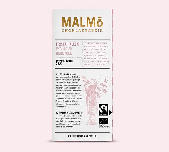 Tegel Friska Hallon, Dark milk 52 %, 80g EKO Malmö Chokladfabrik