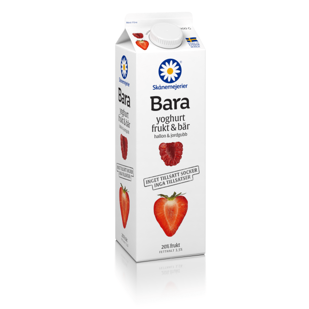 Bara Yoghurt Frukt & bär Hallon/Jordgubb 3,5% 1000g, Skånemejerier