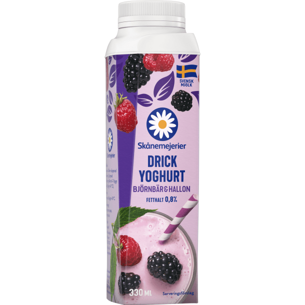Drickyoghurt Björnbär/Hallon 0,8% 330 ml, Skånemejerier