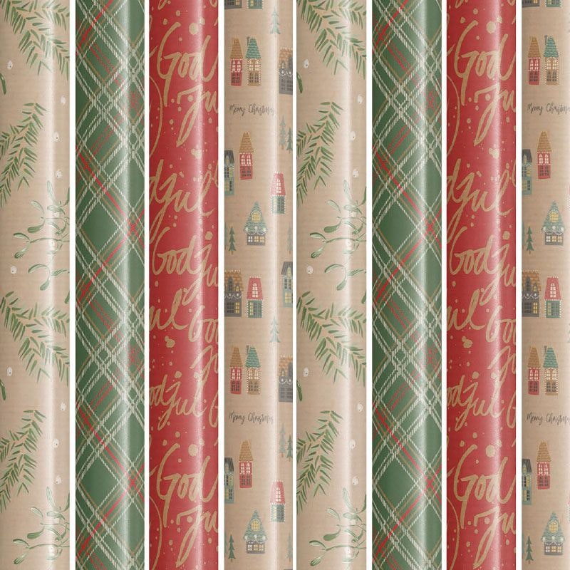 Julklappspapper Grön Tartan, 4 m