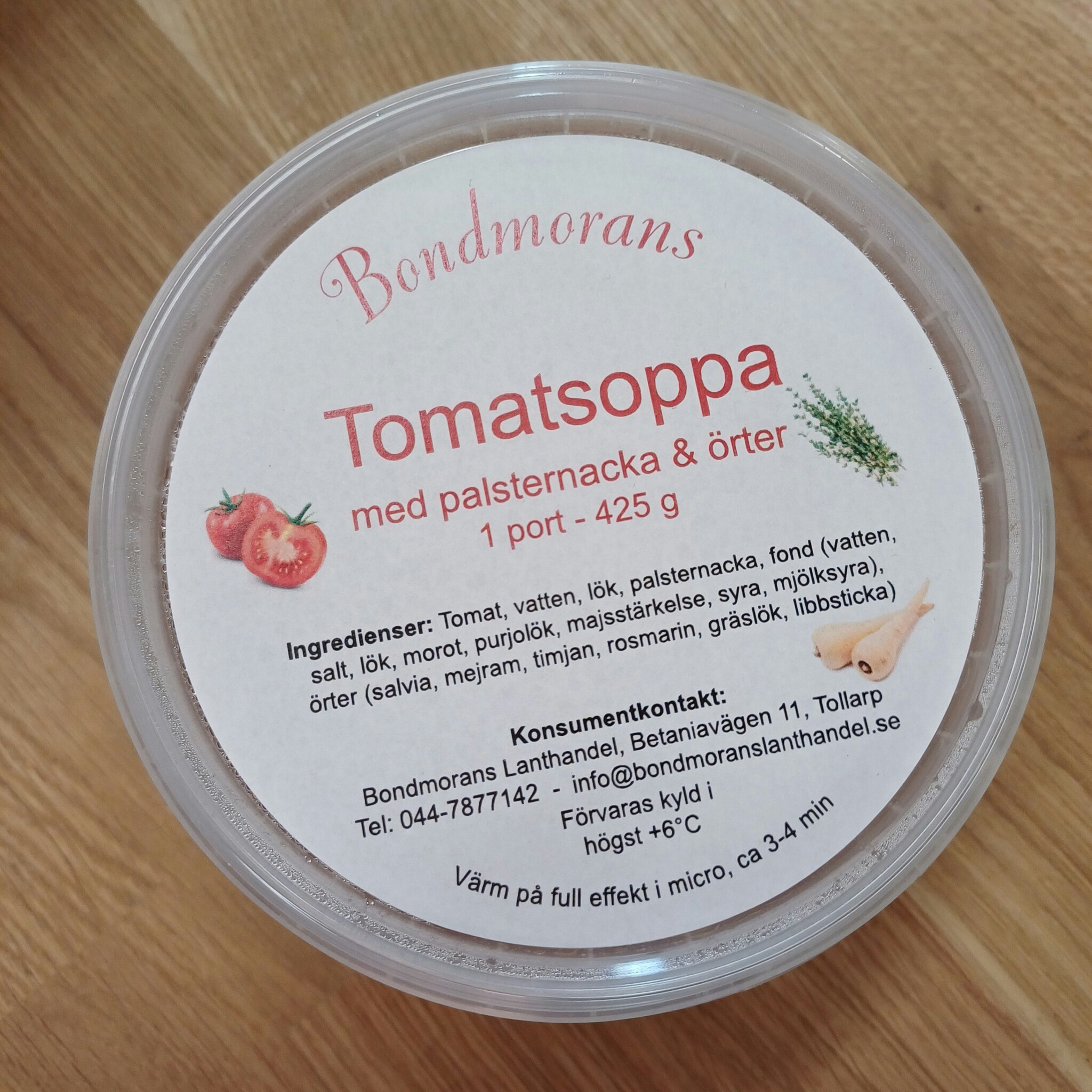 Tomatsoppa med palsternacka & örter 425g, Bondmorans