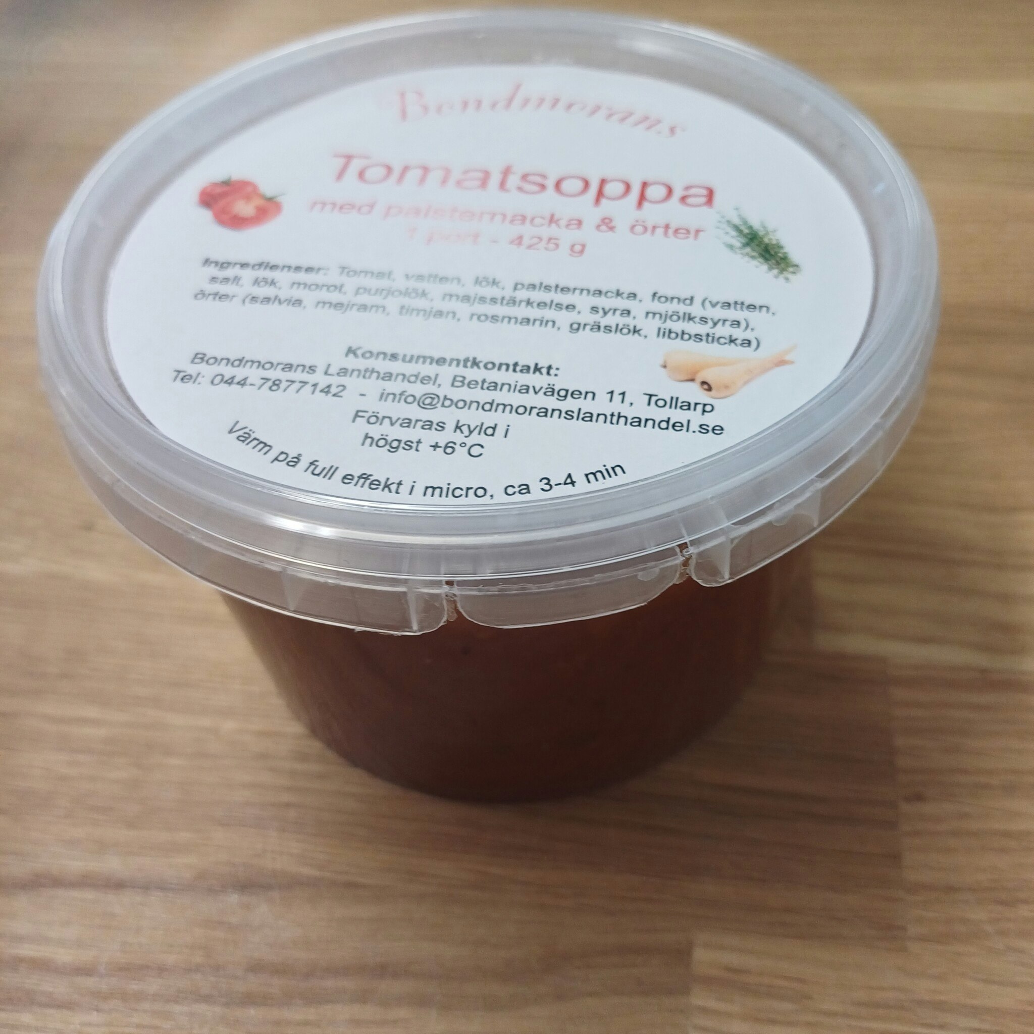 Tomatsoppa med palsternacka & örter 425g, Bondmorans