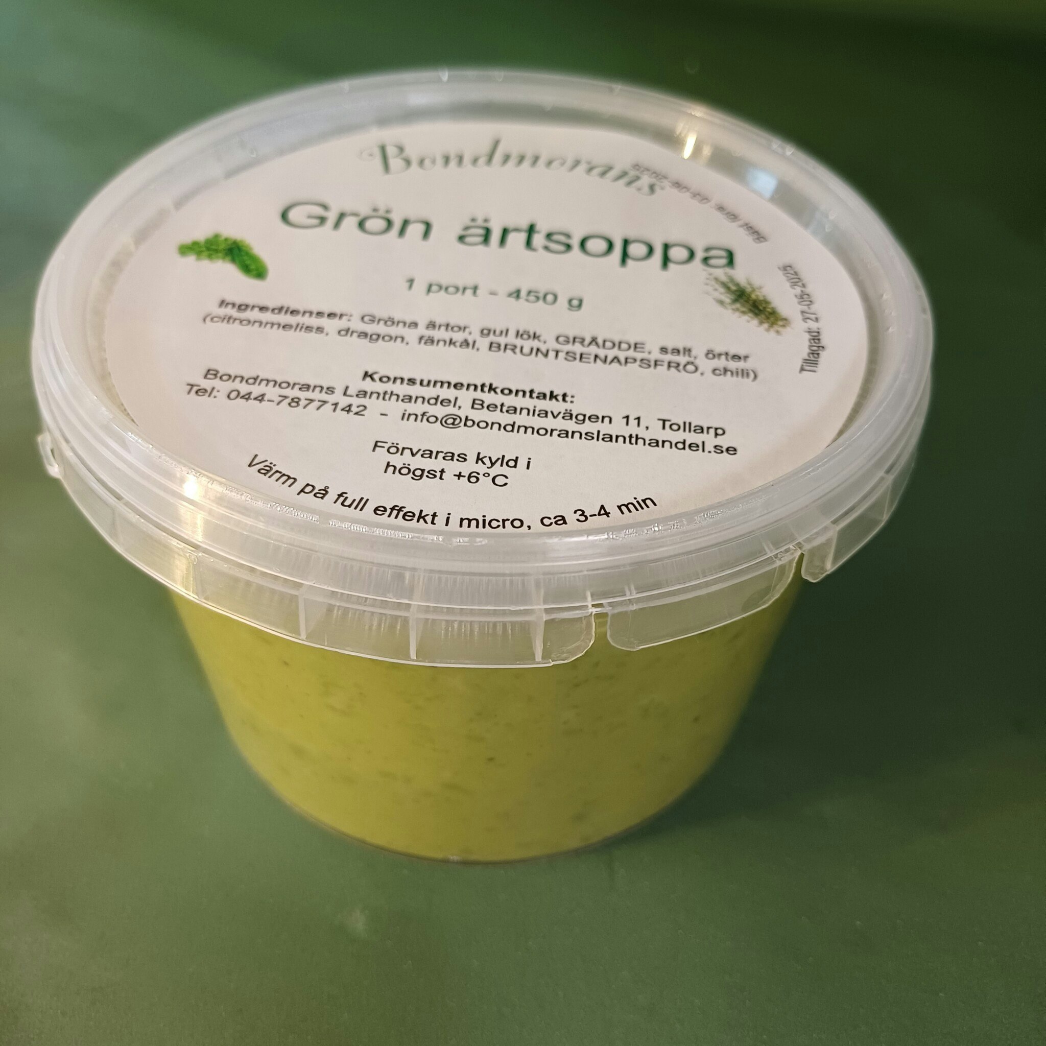 Grön ärtsoppa 450g, Bondmorans