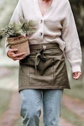 Förkläde, Vaxad Canvas Khaki, kort