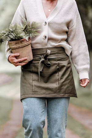 Förkläde, Vaxad Canvas Khaki, kort