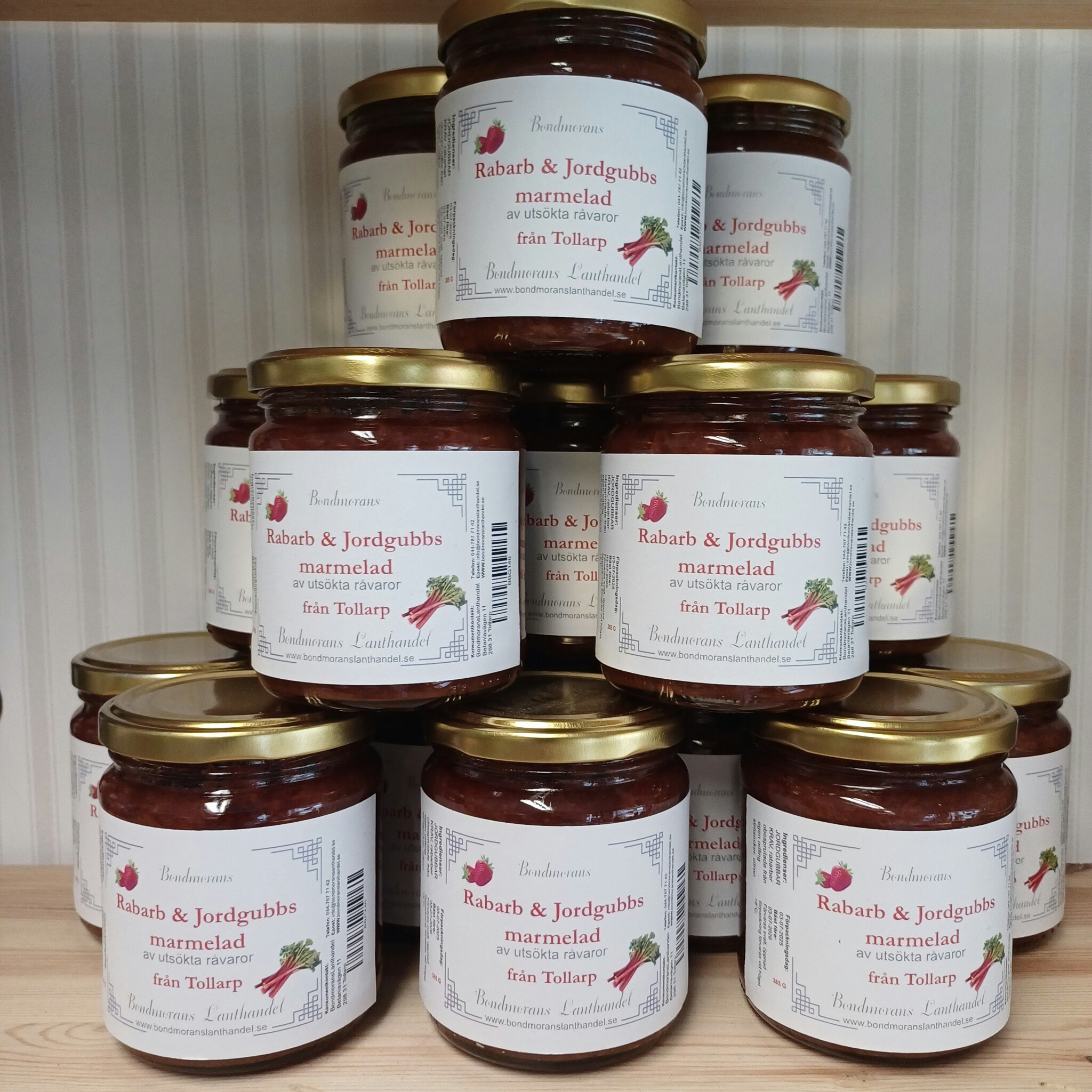 Rabarb & Jordgubbsmarmelad 385g, Bondmorans