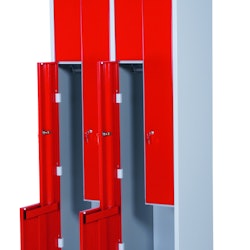 Klädskåp, röd/grå 4 d/Z-modell