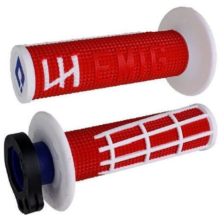 ODI Emig2 Pro V2 Lock-on Grip, 2 & 4 Stroke RÖD / VIT