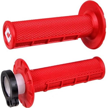 ODI Half Waffle MX Lock-On Grip Set 2 & 4 Stroke RÖD