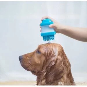 Badborste med tvålbehållare för hundar ger en skön massage.