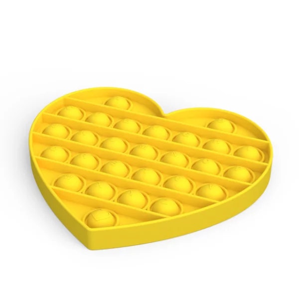Pop It Fidget Toy modell hjärta, färg gul.