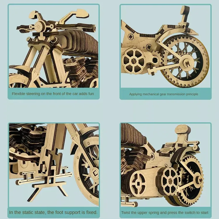 Byggsats motorcykel 3D modell i trä
