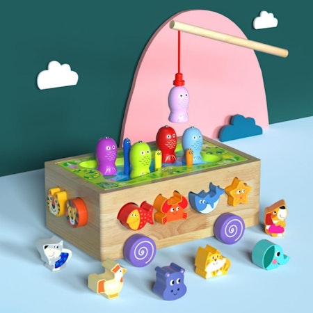 Montessori träleksak 3-i-1 fiskespel