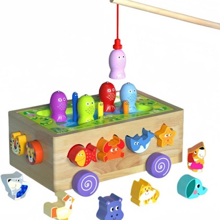 Montessori träleksak 3-i-1 fiskespel
