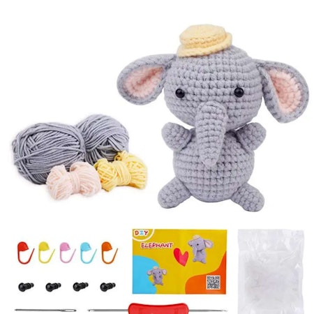 Elefant virkningskit för nybörjare – Komplett DIY