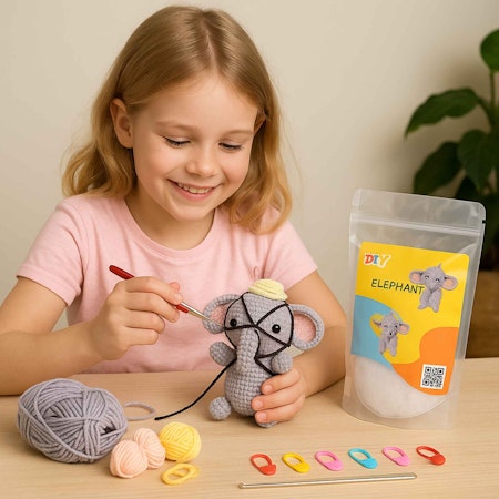 Elefant virkningskit för nybörjare – Komplett DIY