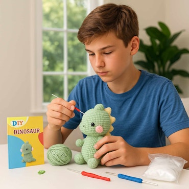 Grön Dinosaurie virkningskit för nybörjare – DIY
