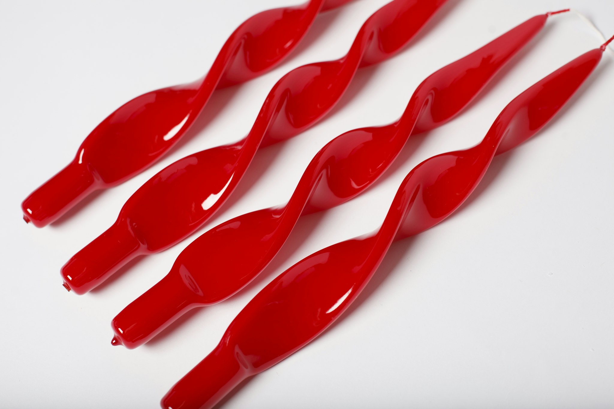 Twist stakelys, rød lakk 4 pk