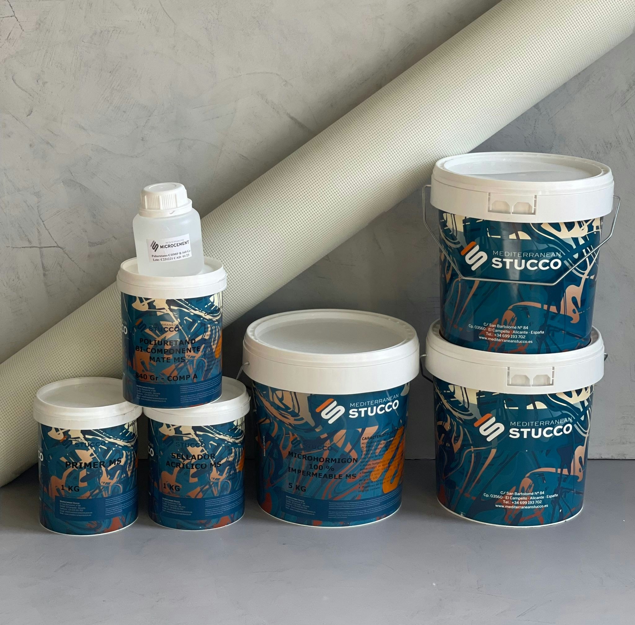 Microcement komplett kit 5 Kvm för ojämna väggar, golv och bänkskivor