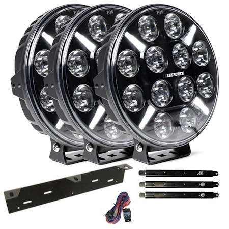 Extraljus paket 3 st LEDFORCE X-LED 160W 3-PACK LED Extraljus inkl. extraljushållare, stag och reläkabelsats - 9-32V