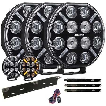 Extraljus paket 3 st LEDFORCE X-LED+ V2 3-PACK 160W LED Extraljus inkl. extraljushållare, stag och reläkabelsats - 9-32V