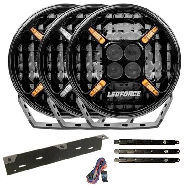Extraljus paket 3 st LEDFORCE Apex 120W 3-PACK LED Extraljus inkl. extraljushållare, stag och reläkabelsats - 9-32V