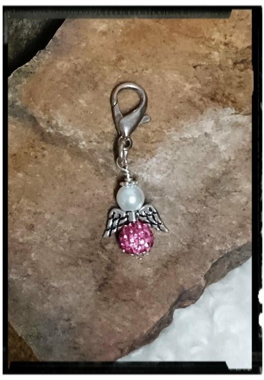 Ängel, rosa med strass