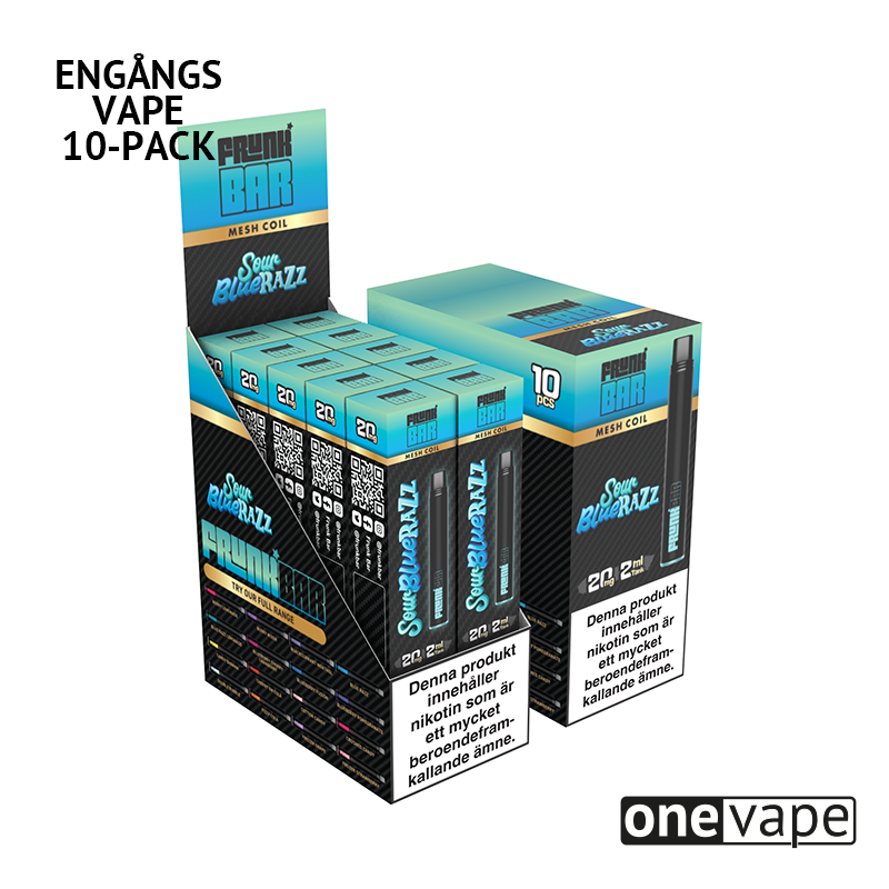 Frunk Bar Mesh Engångs Vape - Sour Blue Razz (10-Pack)