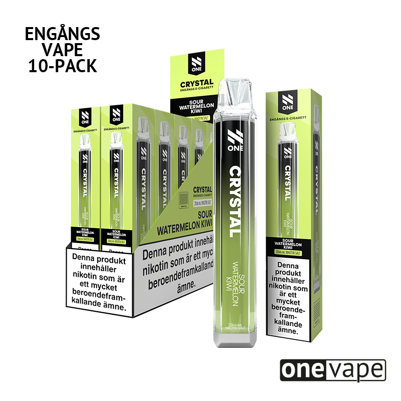 N One Crystal Mesh Engångs Vape - Sour Watermelon Kiwi (10-Pack)