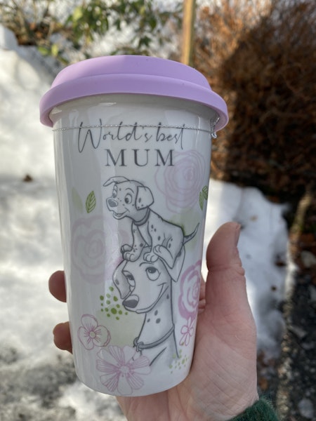 Mum termokopp med silicon lokk, porselen