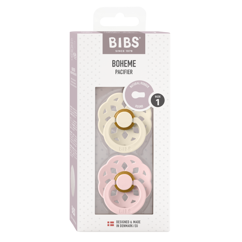 BIBS Boheme 0+ Ivory/Blossom Latex 2 pack