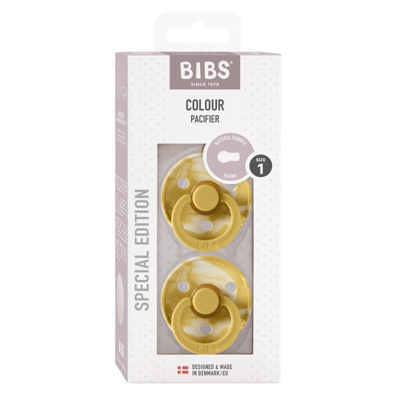 BIBS Colour 0+ Mustard Ivory Latex 2 pack
