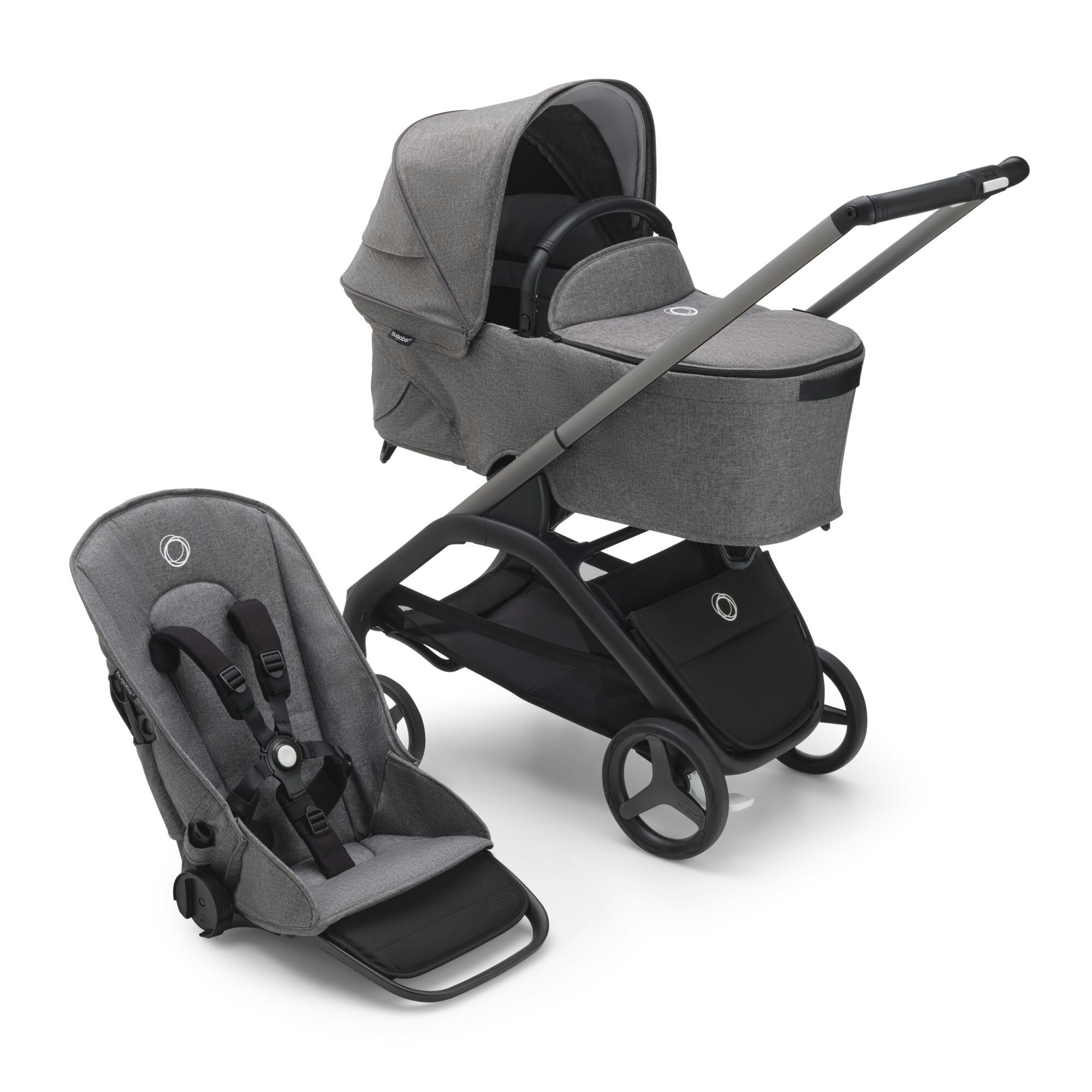 Dragonfly Graphite Grey Melange Barnvagn Duokombi vagn - BEBA Barnbutik