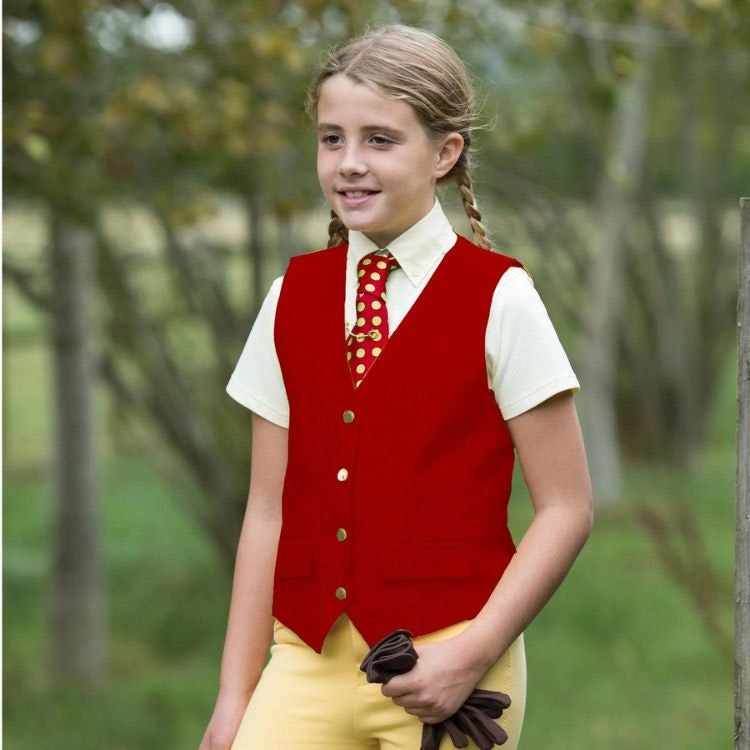 Junior Jacquard Classic Waistcoat - Röd