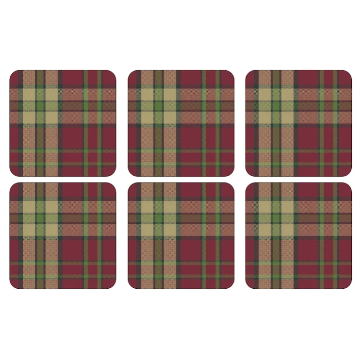 Tartan Red Glasunderlägg
