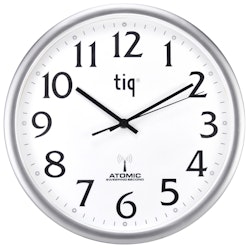 Tiq Väggur Radiokontr. 35cm Vit urtavla silver ram