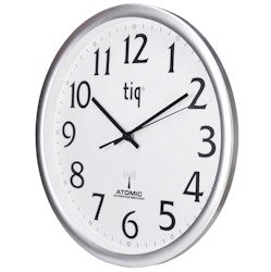 Tiq Väggur Radiokontr. 35cm Vit urtavla silver ram