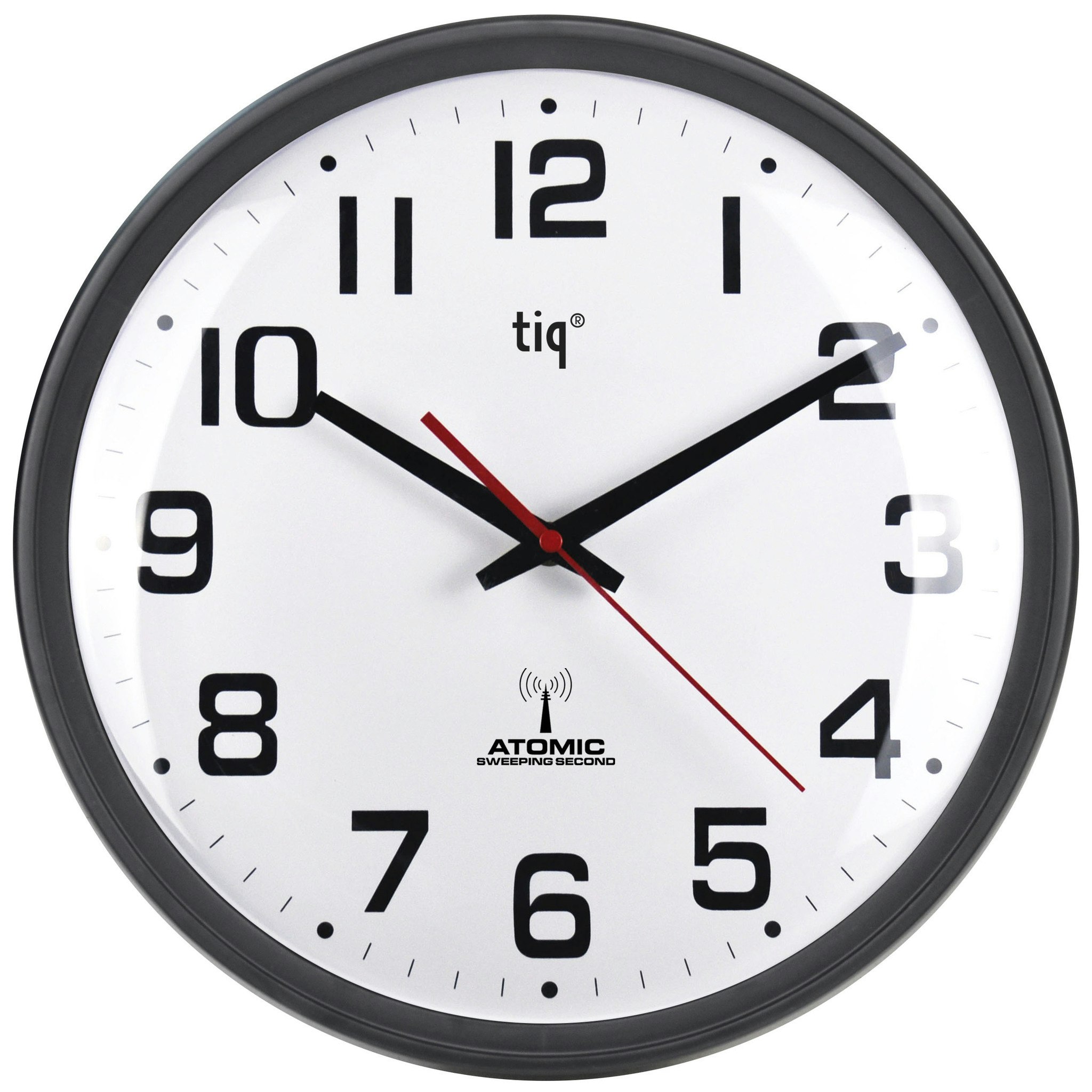 Tiq Väggur Radiokontr. Plast Svart Ram 34,8 cm