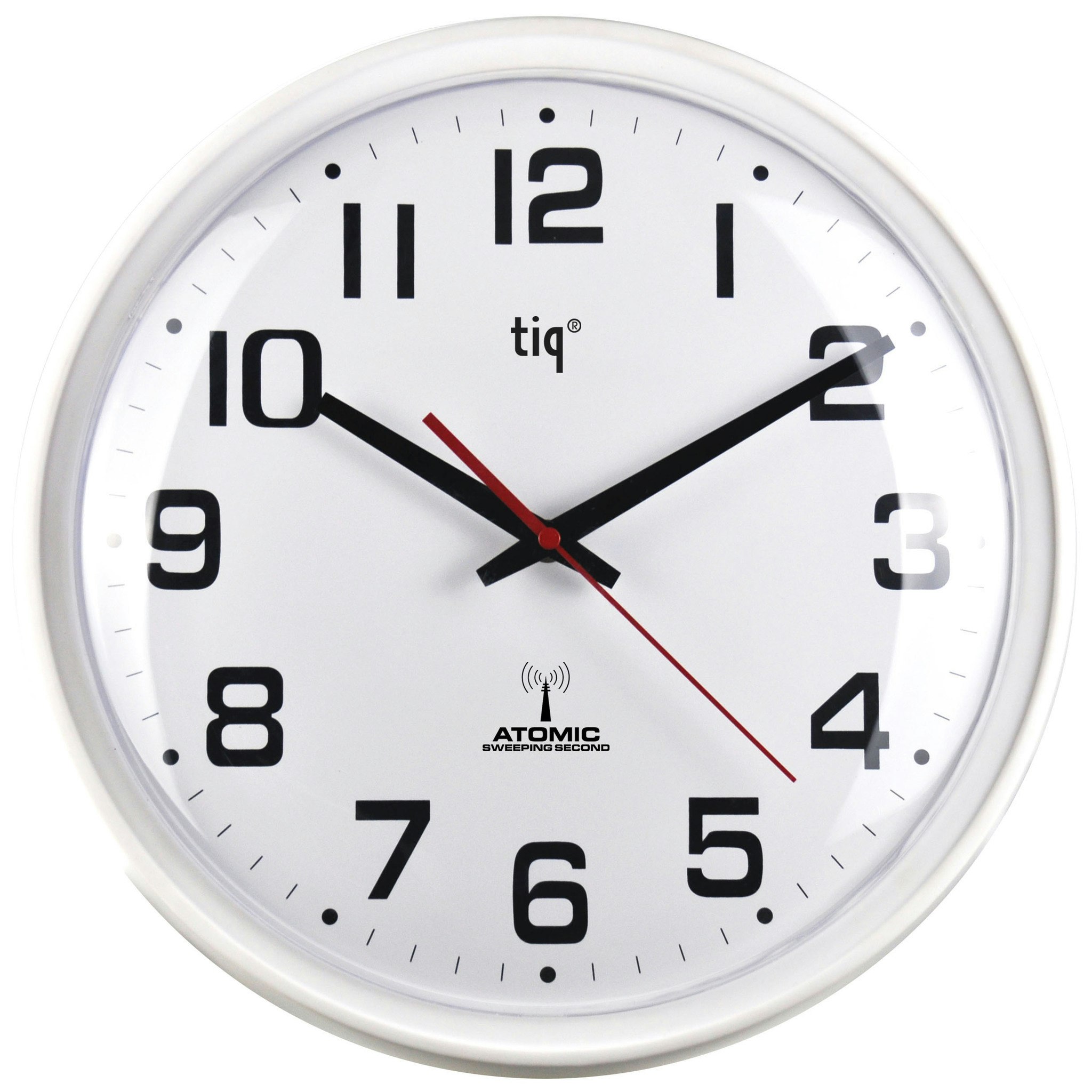 Tiq Väggur Radiokontr. Plast Vit Ram 34,8 cm