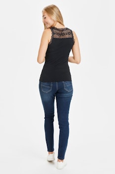 Sort jersey topp med blonde