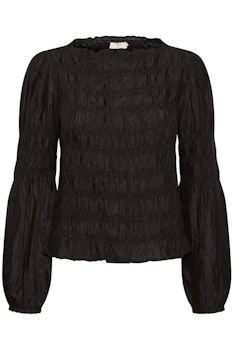 Sort bluse med puffarm