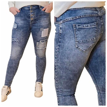 Jewelly jeans med påsydde lapper