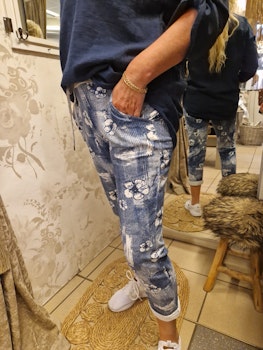 Joggebukse blå med mønster