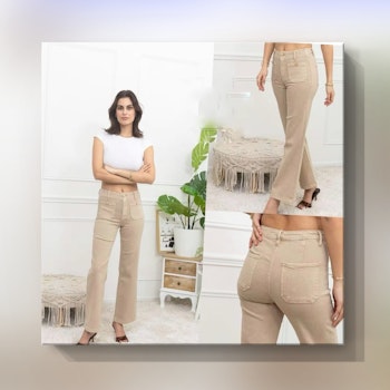 Beige Pocket jeans