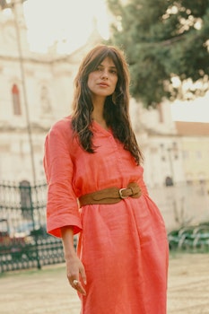 Caftan dress. Orange .